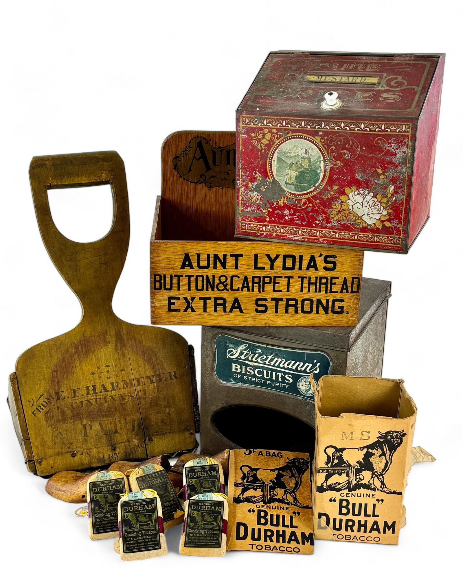 Four Store Display Items / Tins , Bull Durham Tobacc0 (1 of 9)