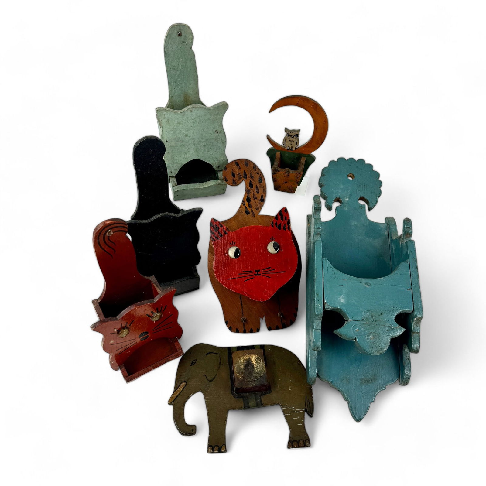 Group of 7 Wooden Match Box Holders (1 of 4)