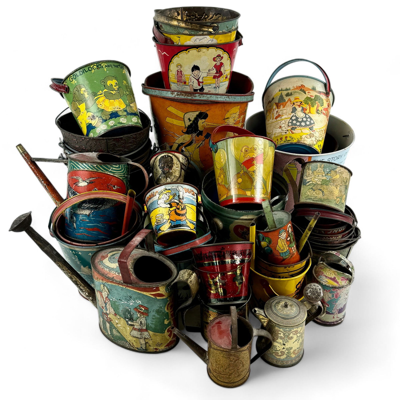 Group of Litho Pails, Biscuit Bkts., Watering Cans (1 of 7)
