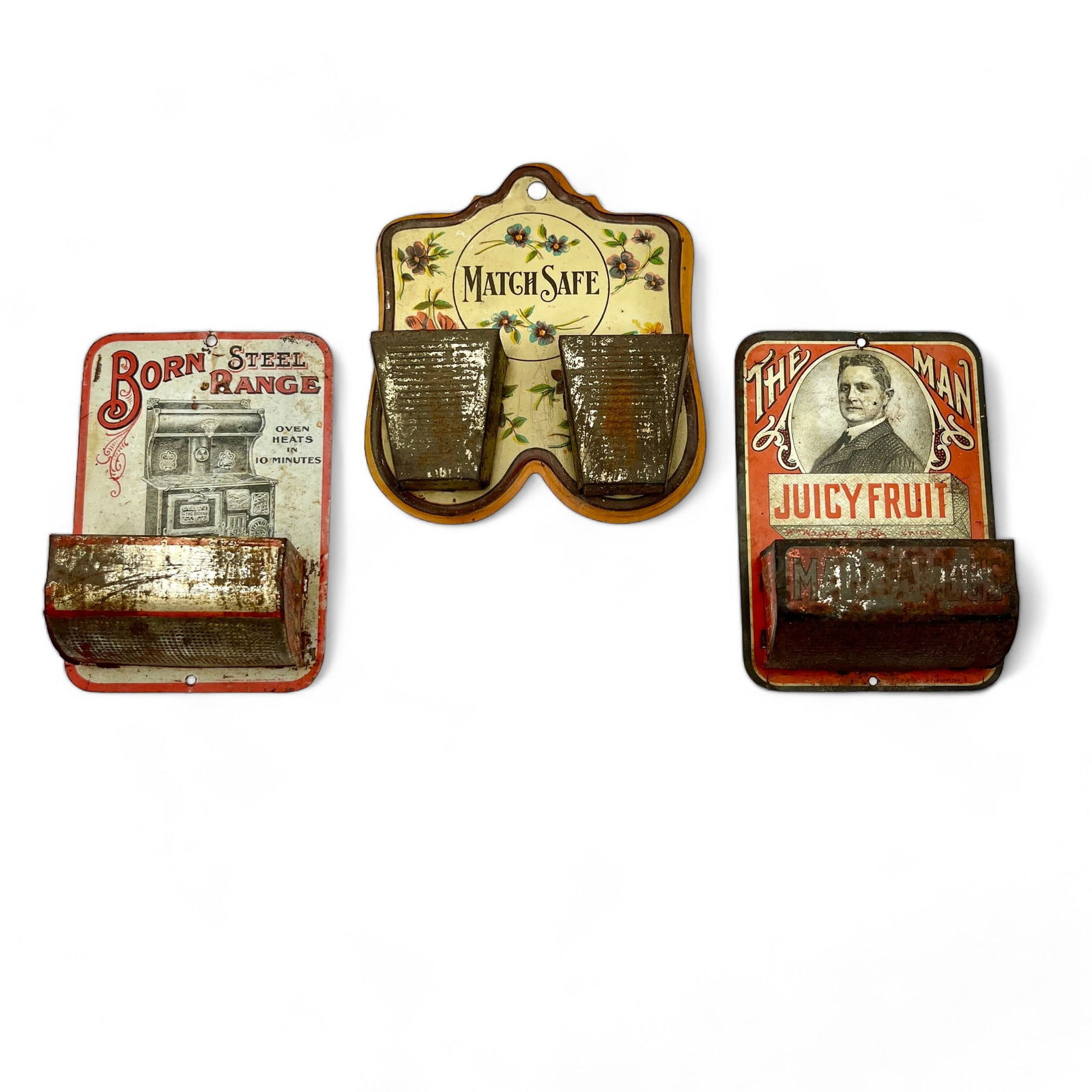 Three Lithographed Tin Match Holders (1 of 5)