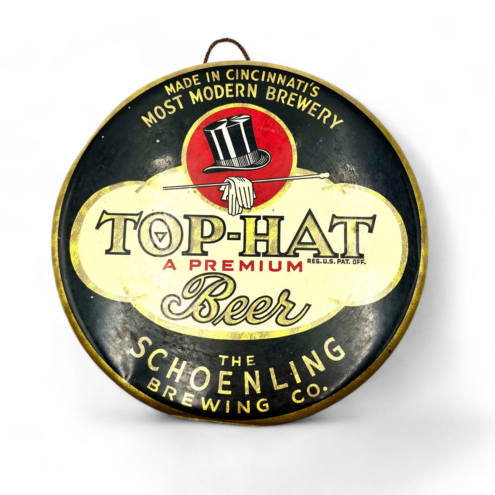 Rare Top-Hat Beer 1940's Button Sign (1 of 4)