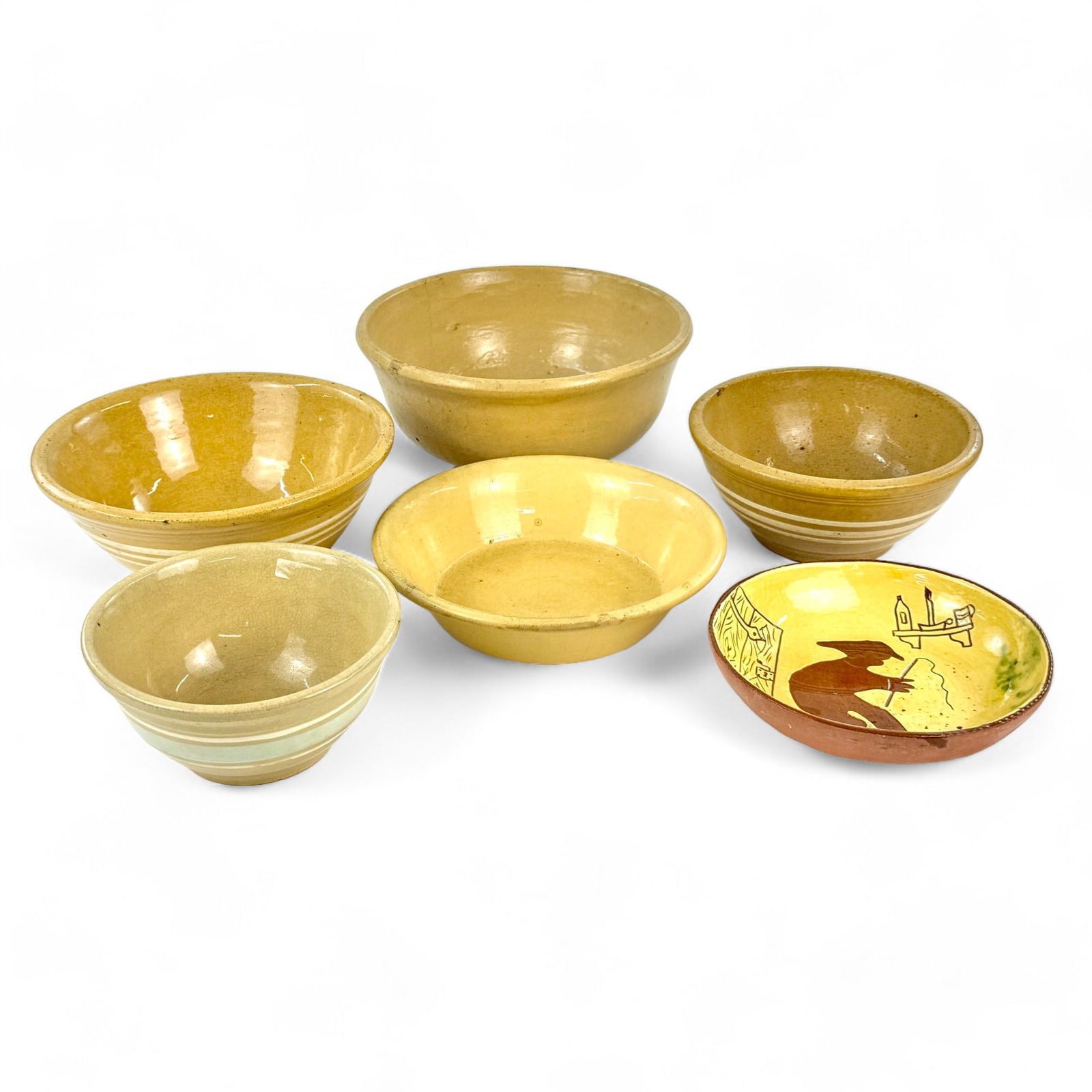 Group of Six Yelloware Bowls (1 of 4)
