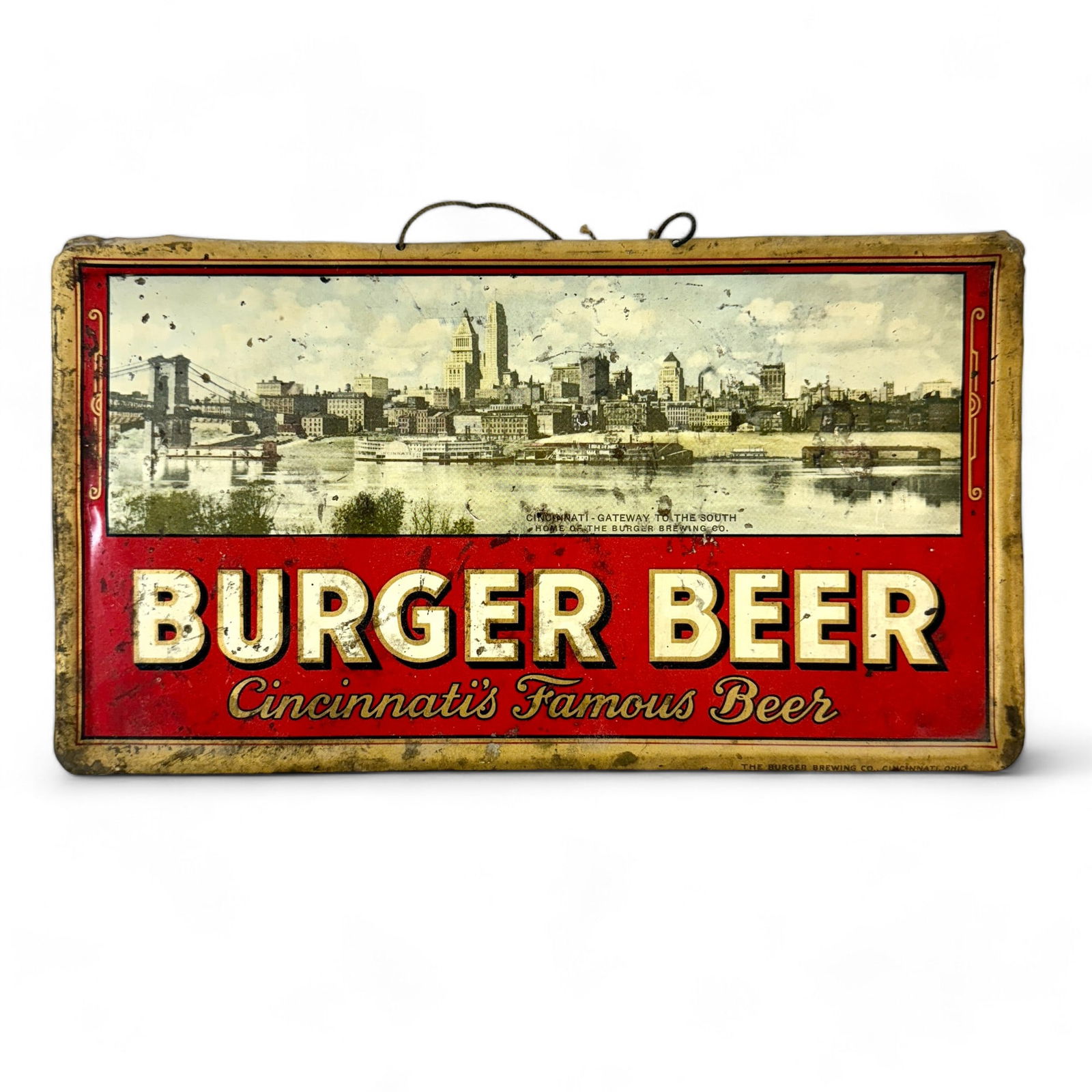 Burger Beer Cincinnati Tin Litho Advertising Sign (1 of 3)