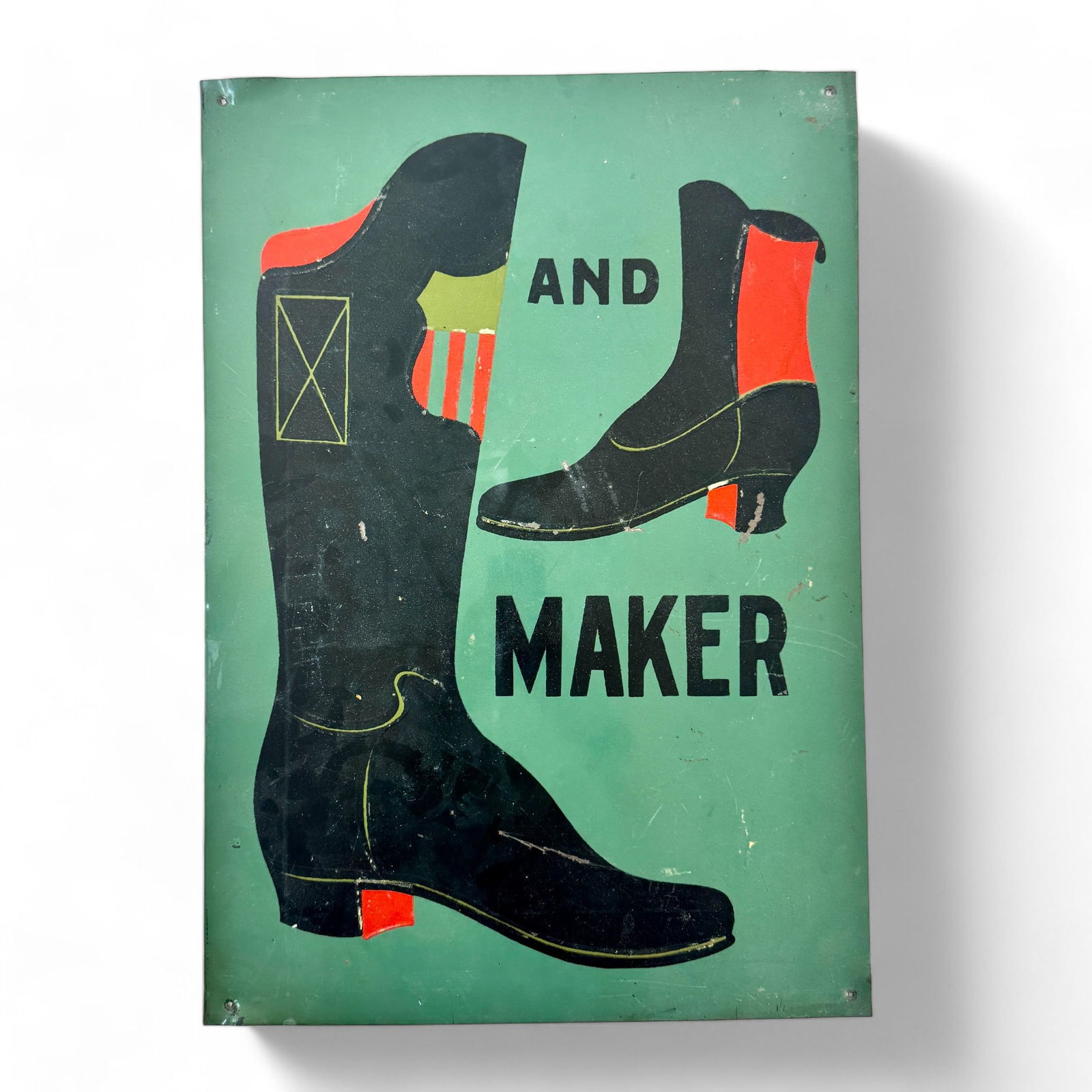 Boot and Shoe Maker Tin Advertising Trade Sign (1 of 5)