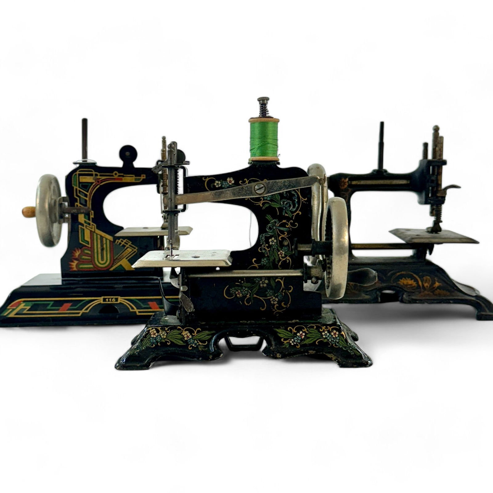 Three Early Hand Crank Mini Sewing Machines (1 of 5)