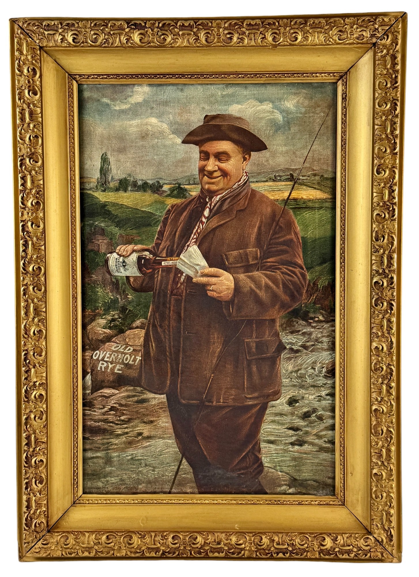 Overholt Whiskey Chromo on Canvas Advertisement (1 of 4)