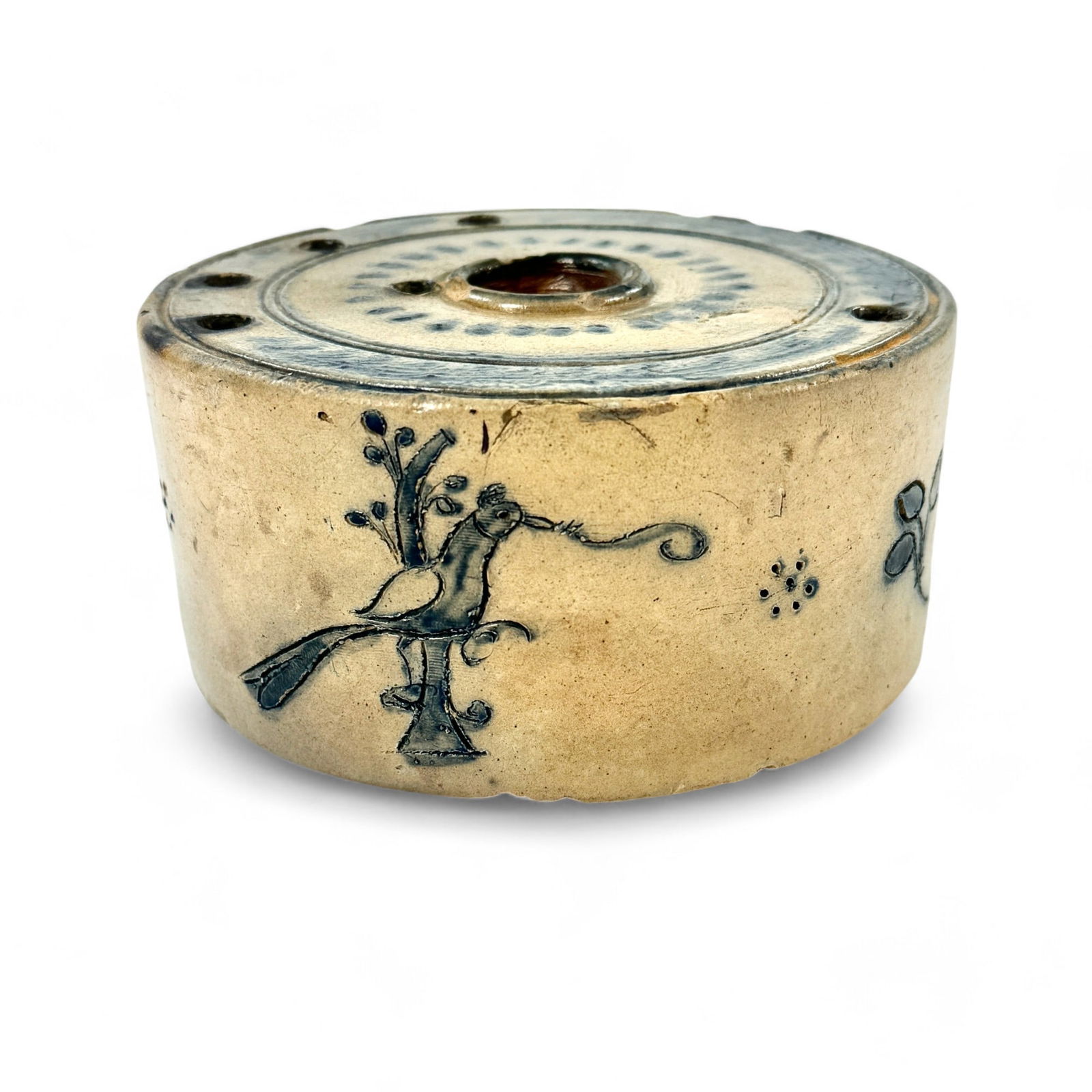 SH Turner Stoneware Cobalt Incised Inkwell (1 of 6)