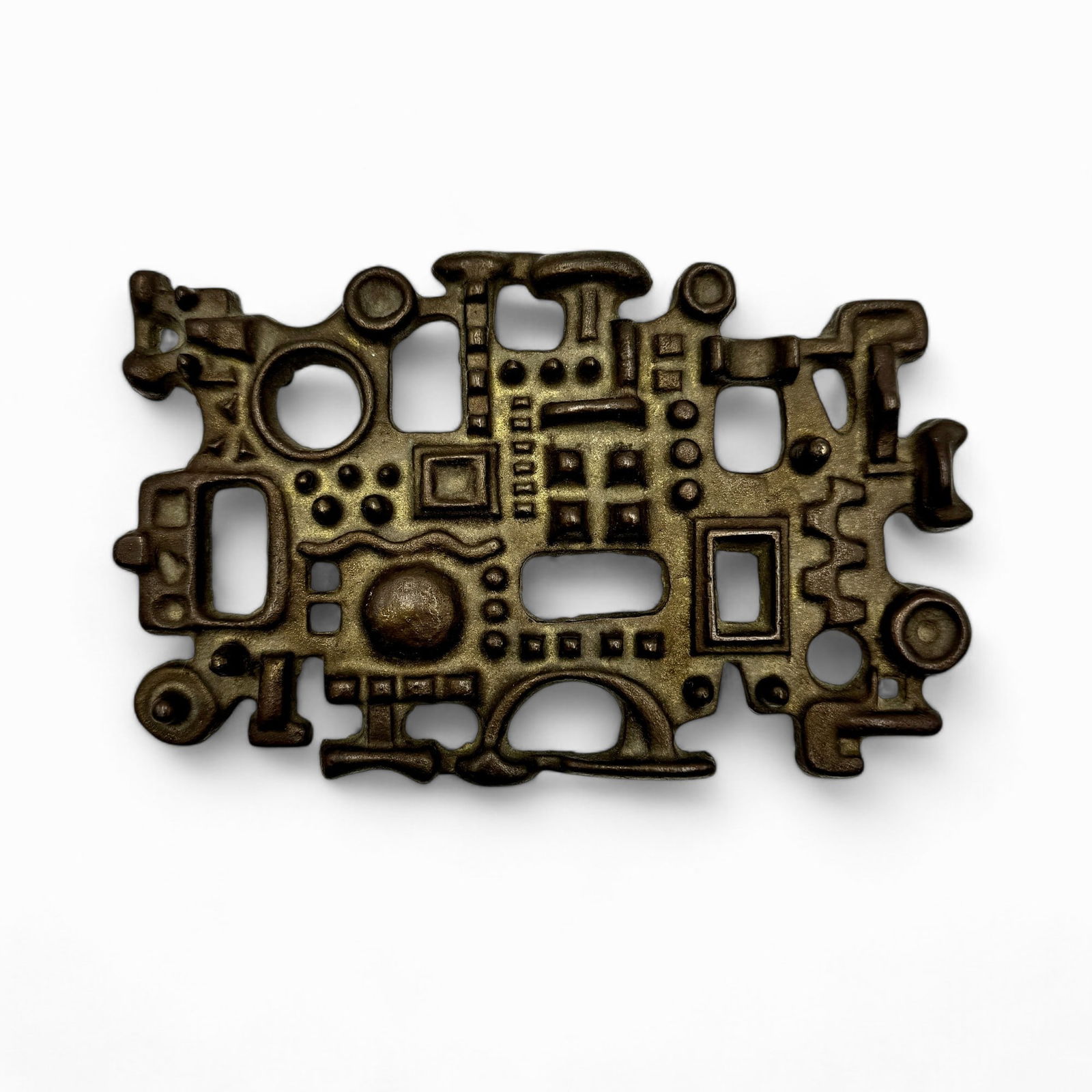 Edgar Tafur, Iron Trivet Sculpture: Edgar Tafur (Columbian, 1929-2007)UntitledCast iron modernist sculptureStamped to underside by artist and foundry: Kral.Zepf Freitag and Associates, 1956-1966 7.5" lg.5" dp.