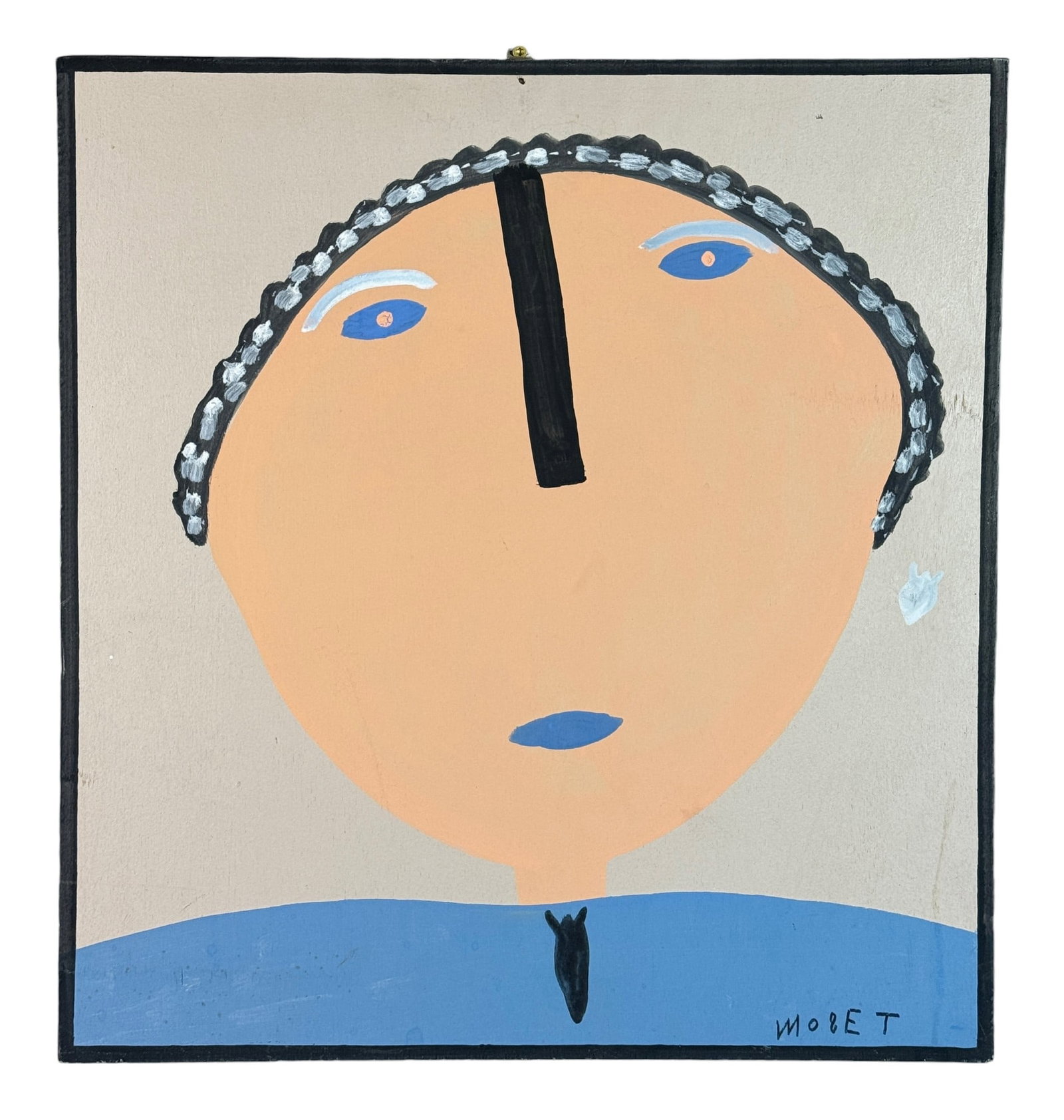 Painting by Mose Tolliver: Mose Tolliver (American, 1918-2006). Paint on board, signed "MOSET" l.r. 23.5" x 22".