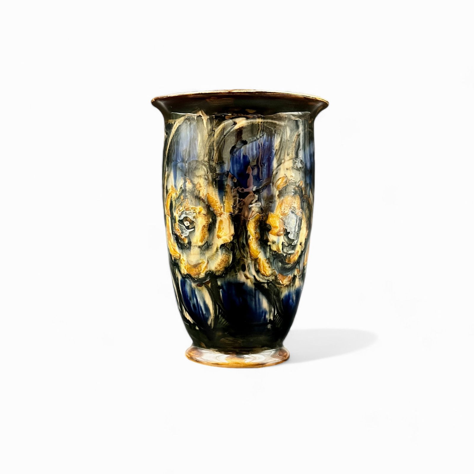 Rookwood Vase with Modernist Elizabeth Barrett Decoration: Rookwood Pottery, form #6357, dated 1944, signed by Elizabeth Barrett to underside, and with floral relief. Ht. 6.5".