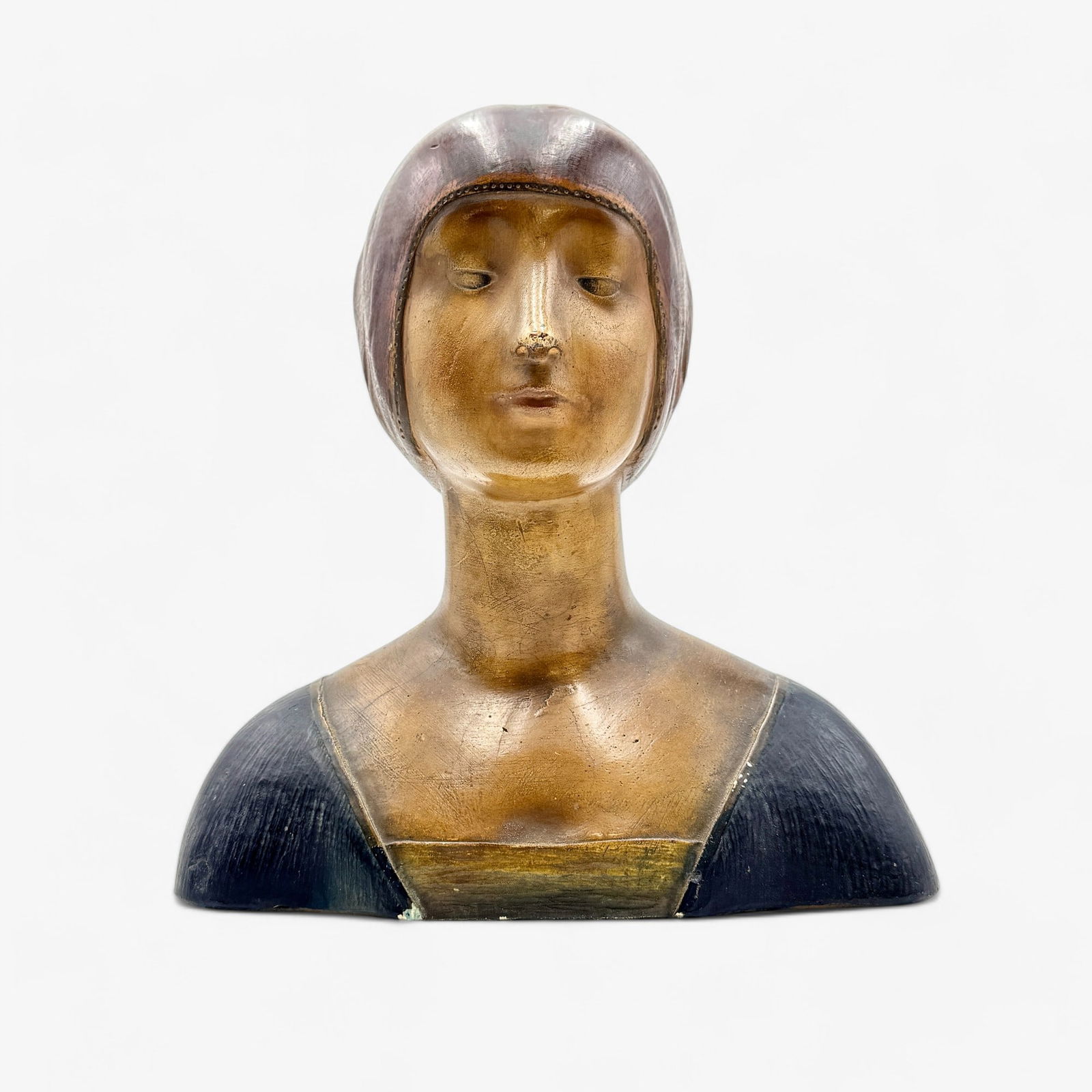 Polychrome Wood and Plaster Bust of Renaissance Figure (1 of 3)