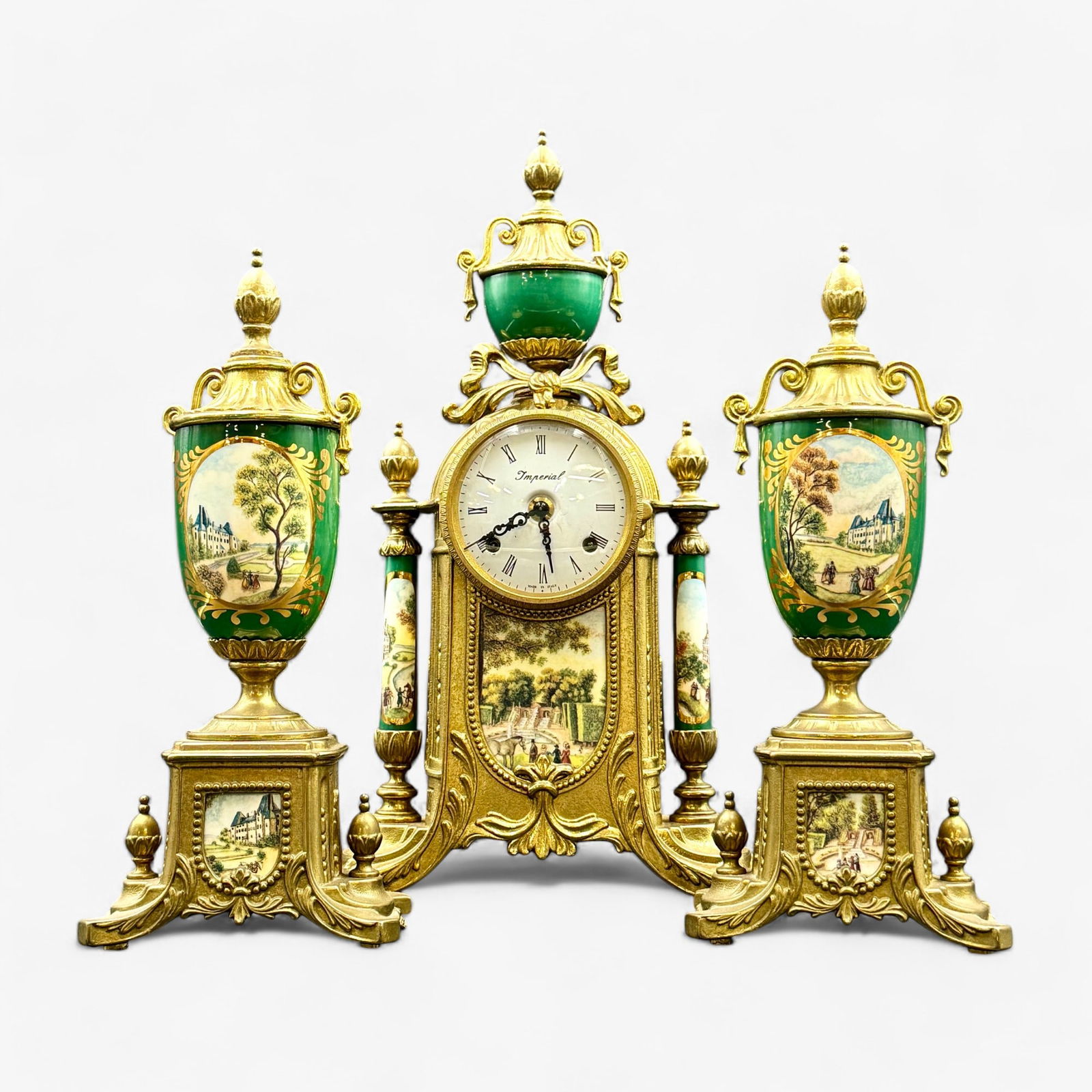 Imperial Italian Brass and Porcelain Clock (1 of 6)