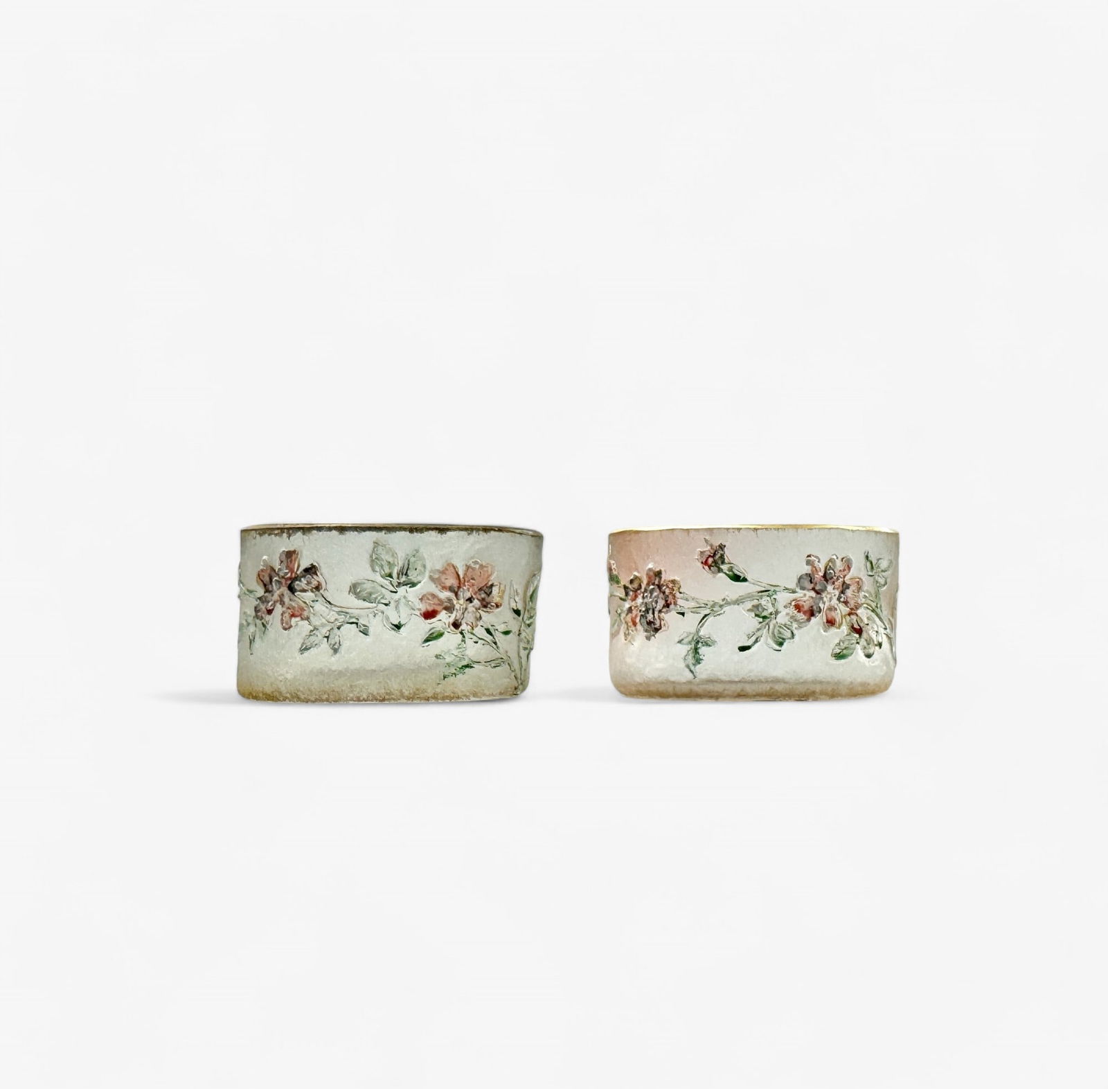 Pair of Early Daum Nancy Enameled Open Salts (1 of 5)