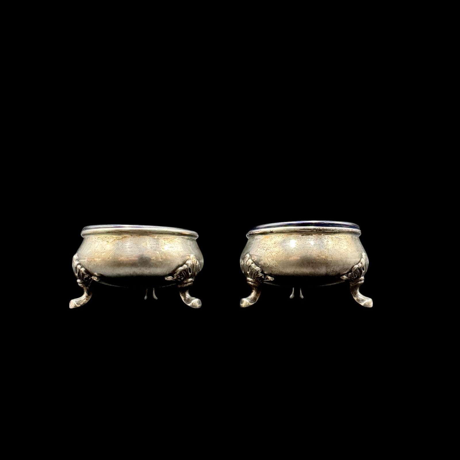 Pair of Tiffany Sterling Salts with Tiffany Glass Inserts (1 of 5)