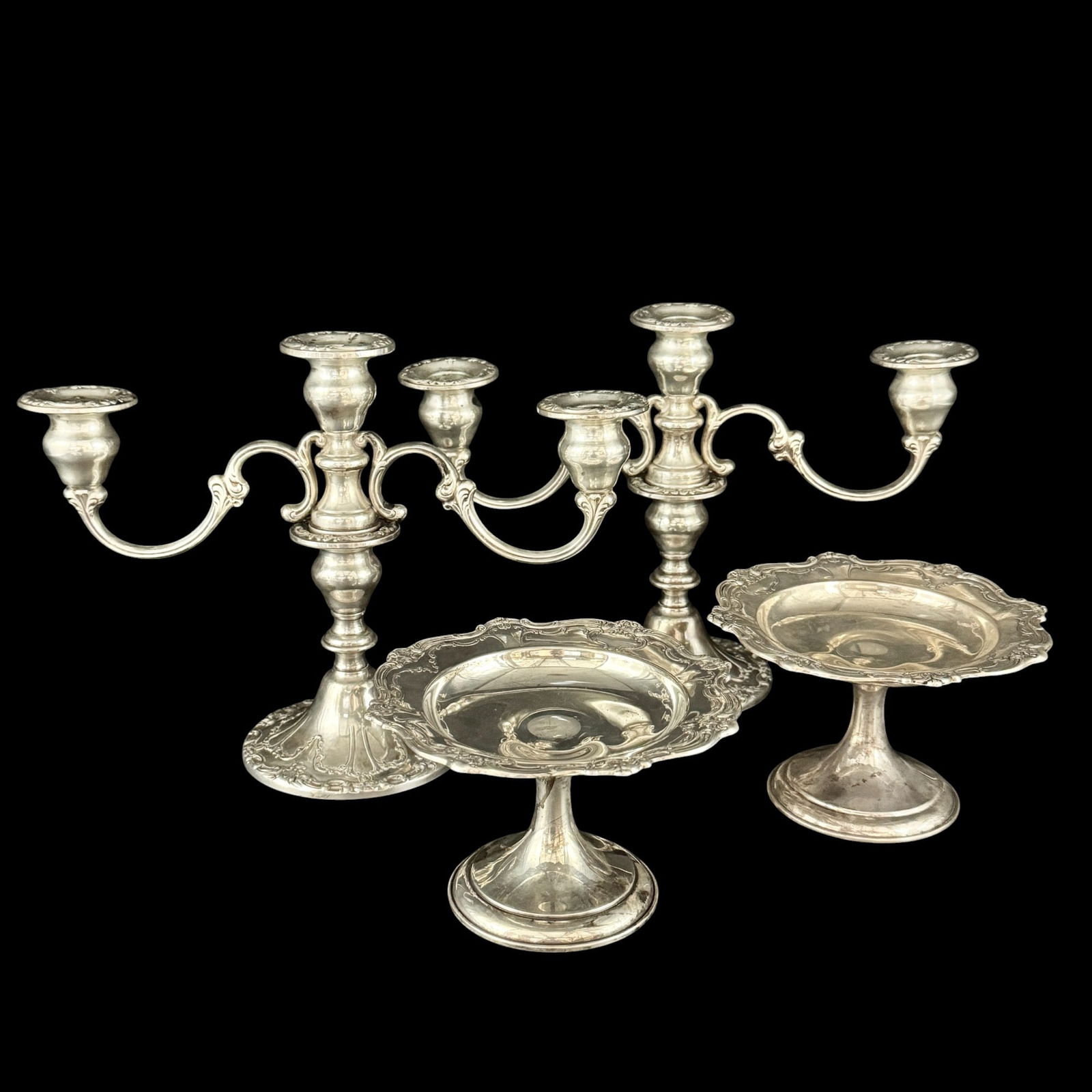 Gorham Sterling Weighted Candlesticks & Dishes (1 of 10)