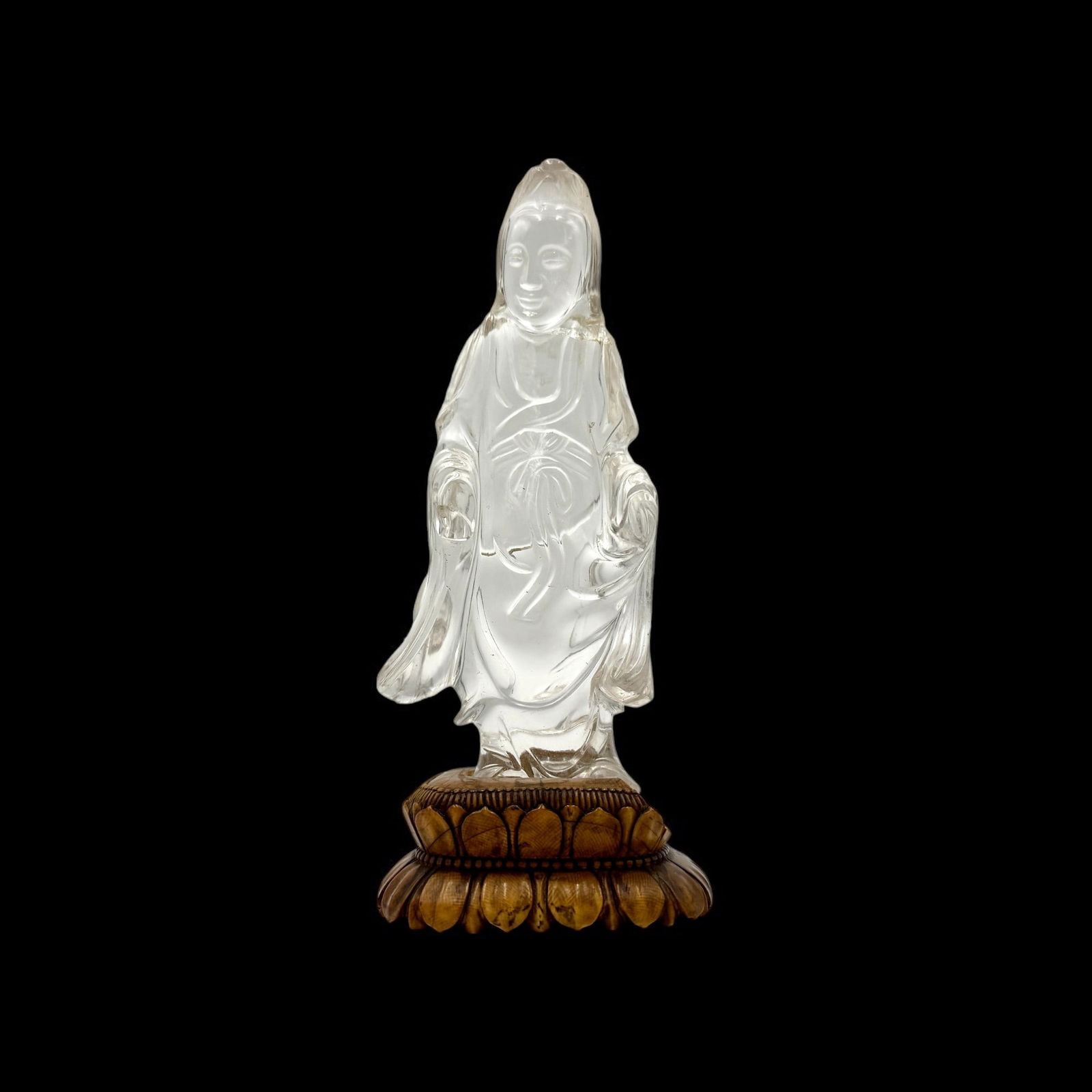 Chinese Rock Crystal Guanyin on Lotus Base (1 of 4)