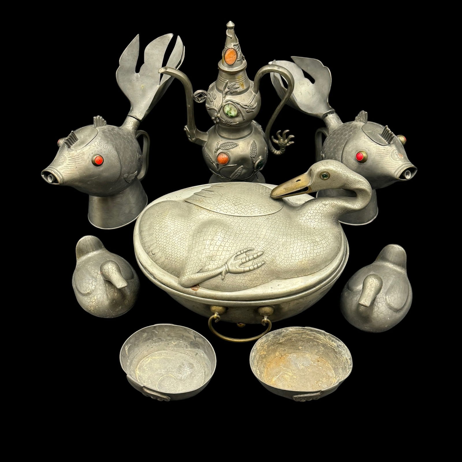 Collection of Chinese Decorative Pewter (1 of 9)