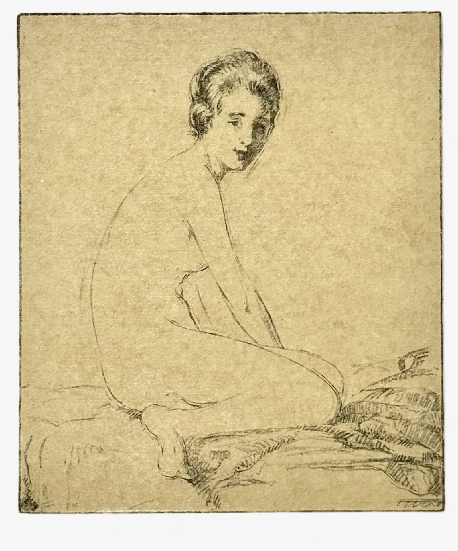 James Hopkins Signed Lithograph: Lithograph depicting a nude woman, signed to the lower right and numbered 7/50. Print size: 10" ht. x 8" wd., matted size: 18" ht. x 15" wd.