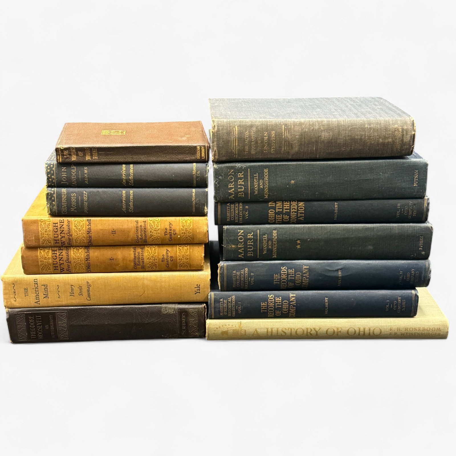 Group of 14 Antique Books Related to American Life: Including books on Lincoln, the Quakers and many more. See photographs of spines for titles.