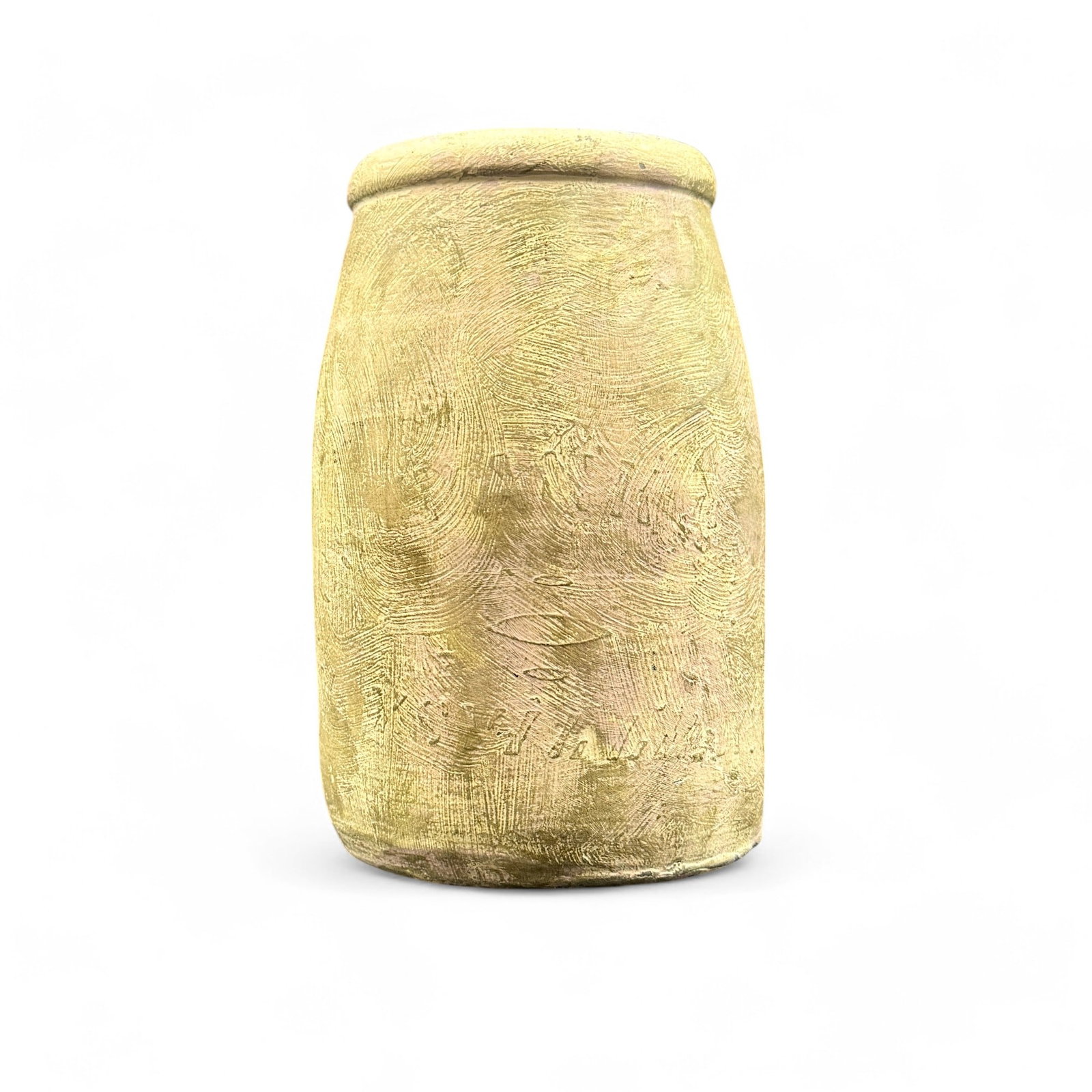 Jos. Frank, Maysville, KY Unfinished Stoneware Jar: Joseph Frank of Maysville, KY, with faintly visible lettering, and a brushed white surface, suggesting an unfinished nature. Ht. 8.5". The Debra and Charles Cotterill Collection of Stoneware, Maysvill