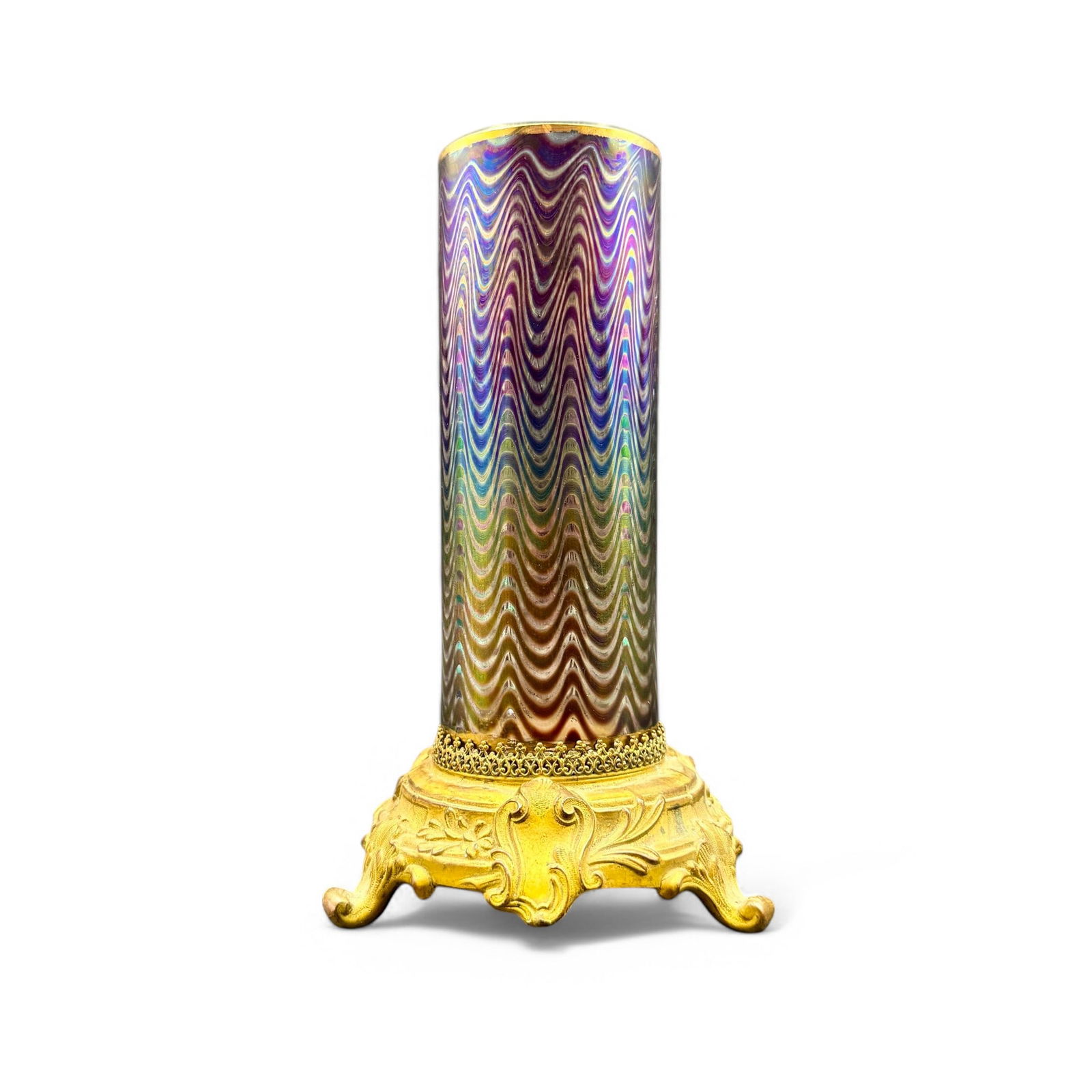 Glass Vase with Multicolor Wave Pattern Design (1 of 3)