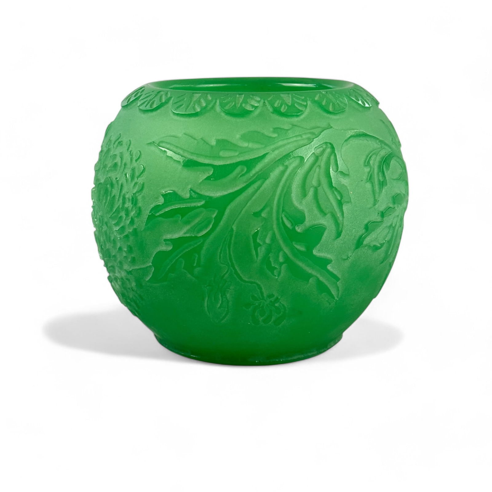Etched Glass Vase in Green Color (1 of 5)