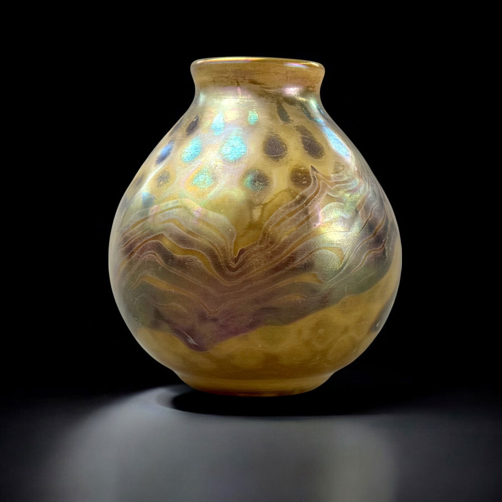 Tiffany Glass Yellow Ground Cabinet Vase (1 of 9)