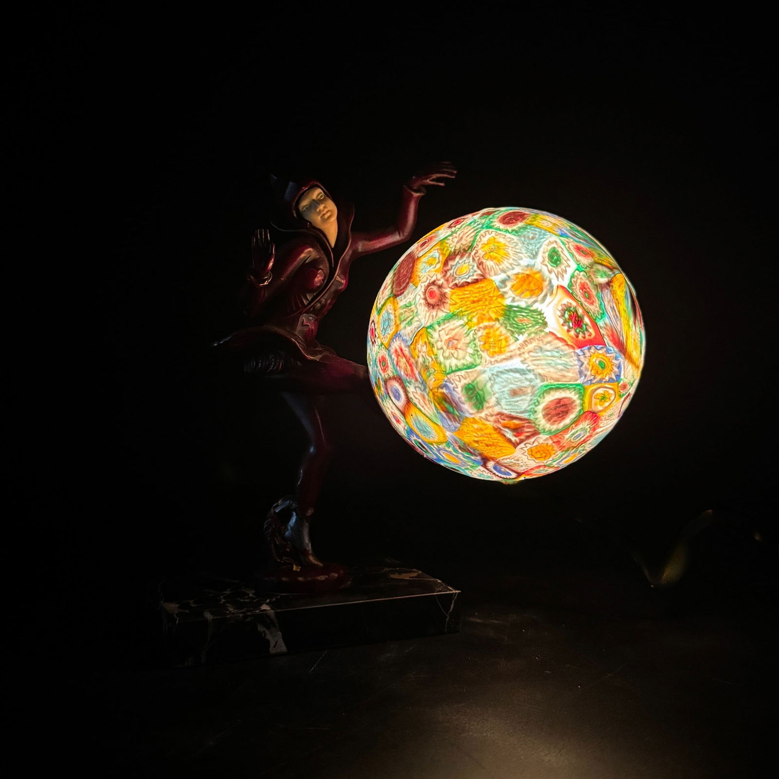 Art Deco Figural Lamp with Millefiori Shade (1 of 6)