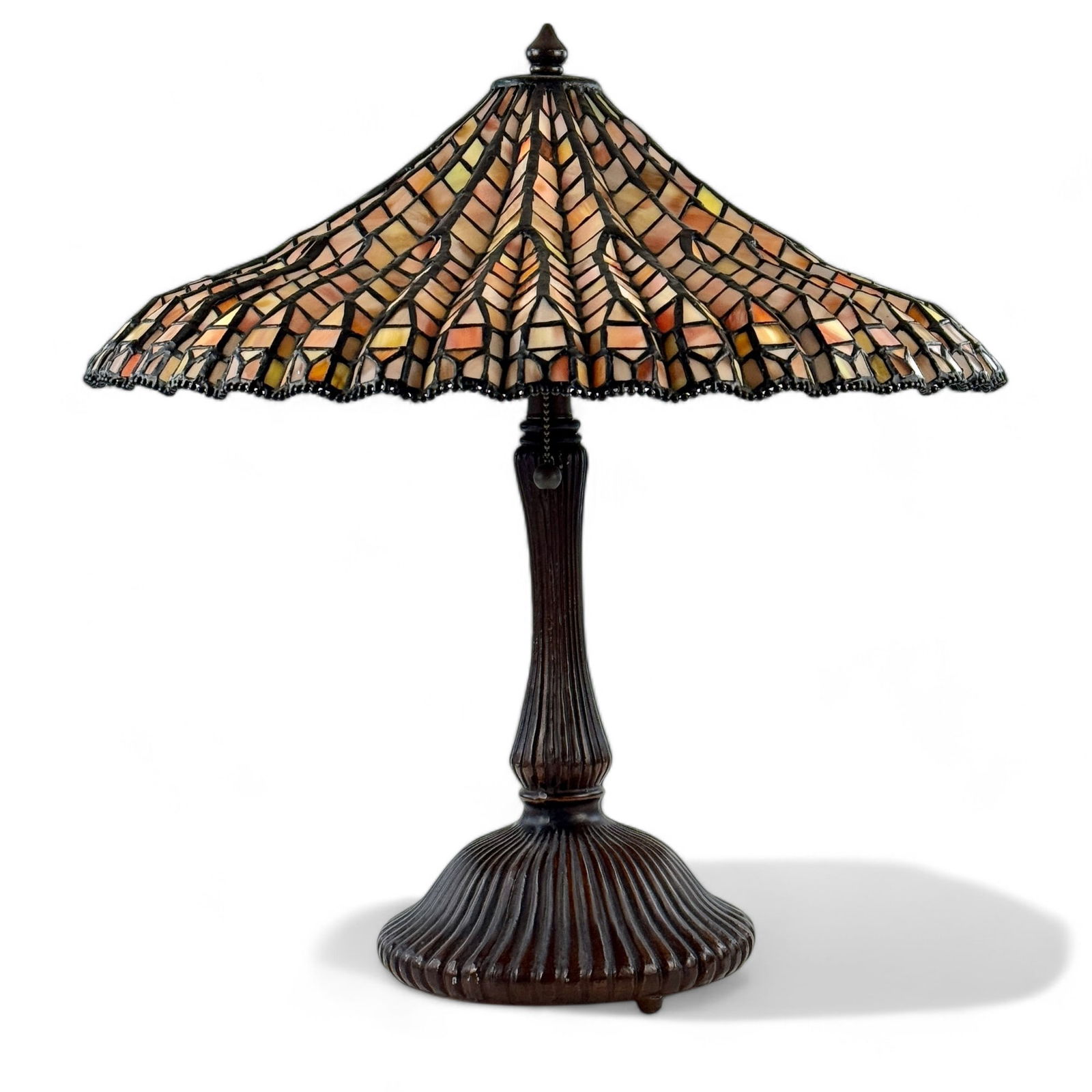 Art Nouveau Style Leaded Glass and Bronze Lamp (1 of 6)