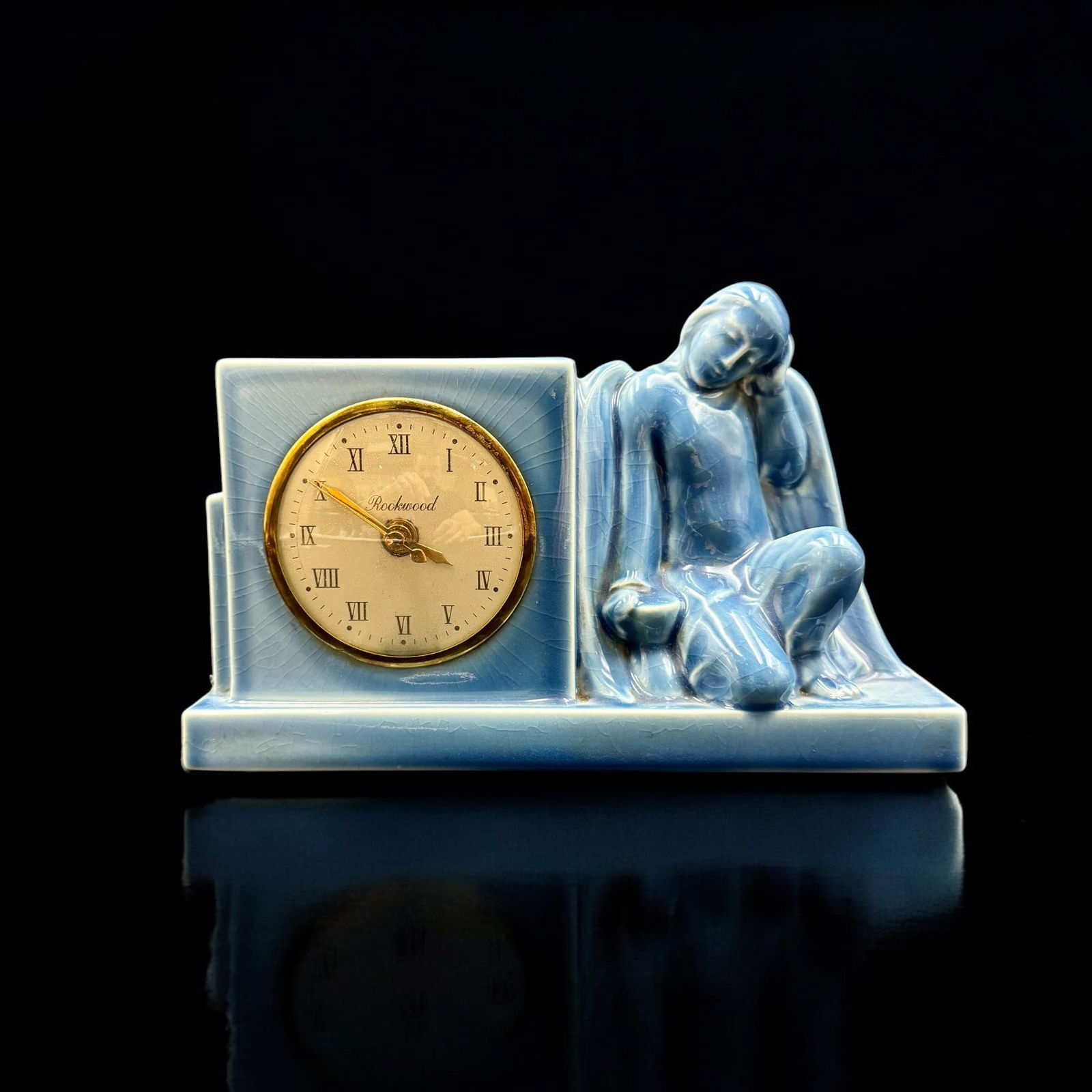 Rookwood Pottery: Angel Clock with Branded Clock Face (1 of 5)