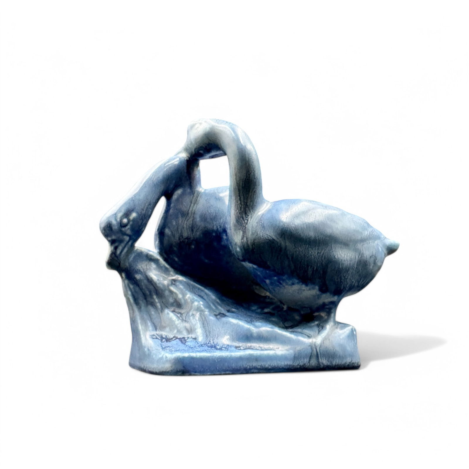 Rookwood Pottery: Double Goose Paperweight: Rookwood double goose paperweight 1929. Rich blue glaze. 4.25" ht. Shape 1855. Mint