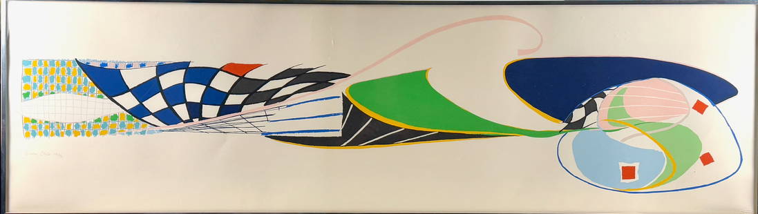 Susan Crile (American, B. 1942) Untitled: Susan Crile (American, B. 1942) Untitled. Color serigraph, pencil signed lower left and inscribed 'H.C.' 20" x 69"