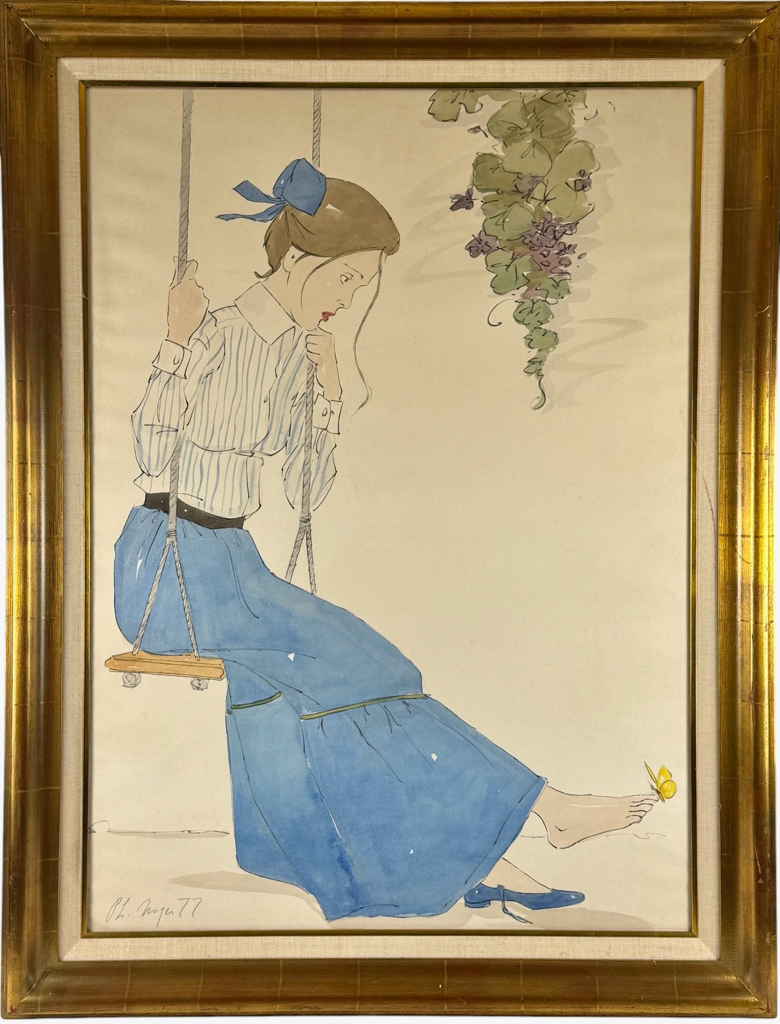 Woman on Swing Watercolor by Philippe Noyer (1 of 6)