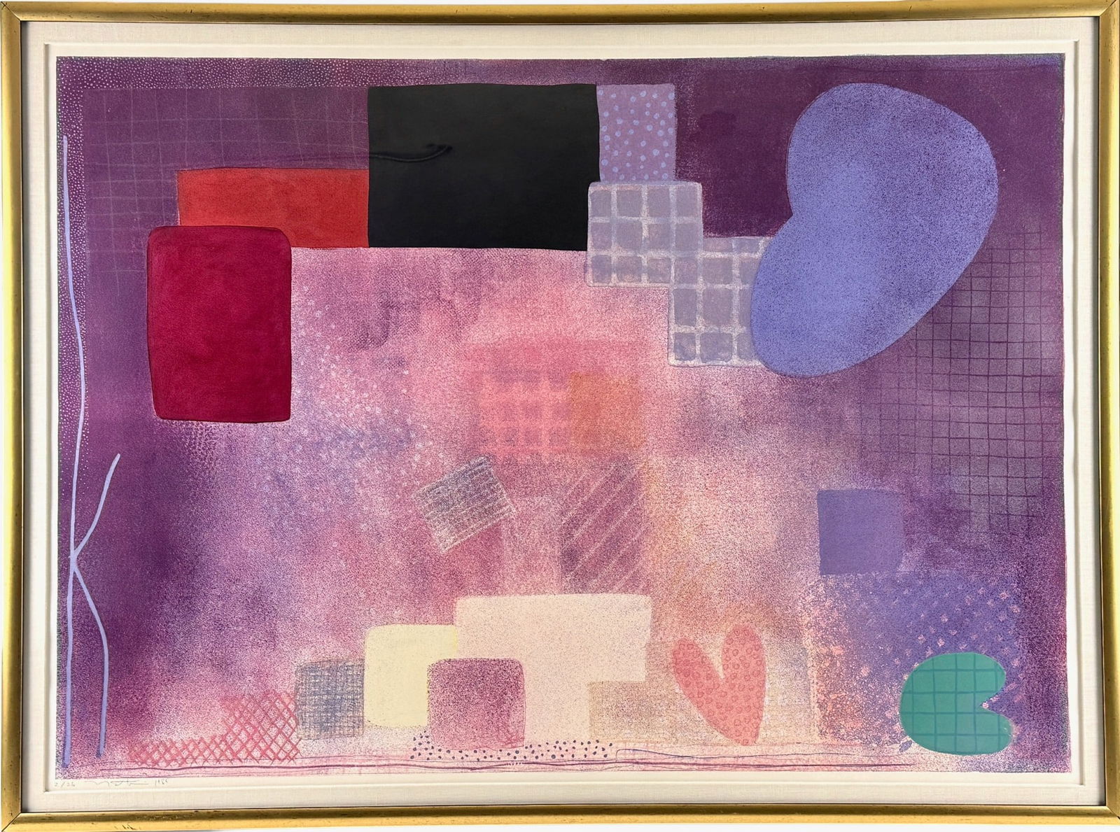 Untitled Lithograph by Robert Natkin: Robert Natkin (American, 1930-2010). Lithograph in colors, signed, dated 1985 and editioned 2/26 in margin, with Miller Gallery, CIncinnati label to verso. 30.5" x 43" (sight), 34.5" x 46.5" (framed).