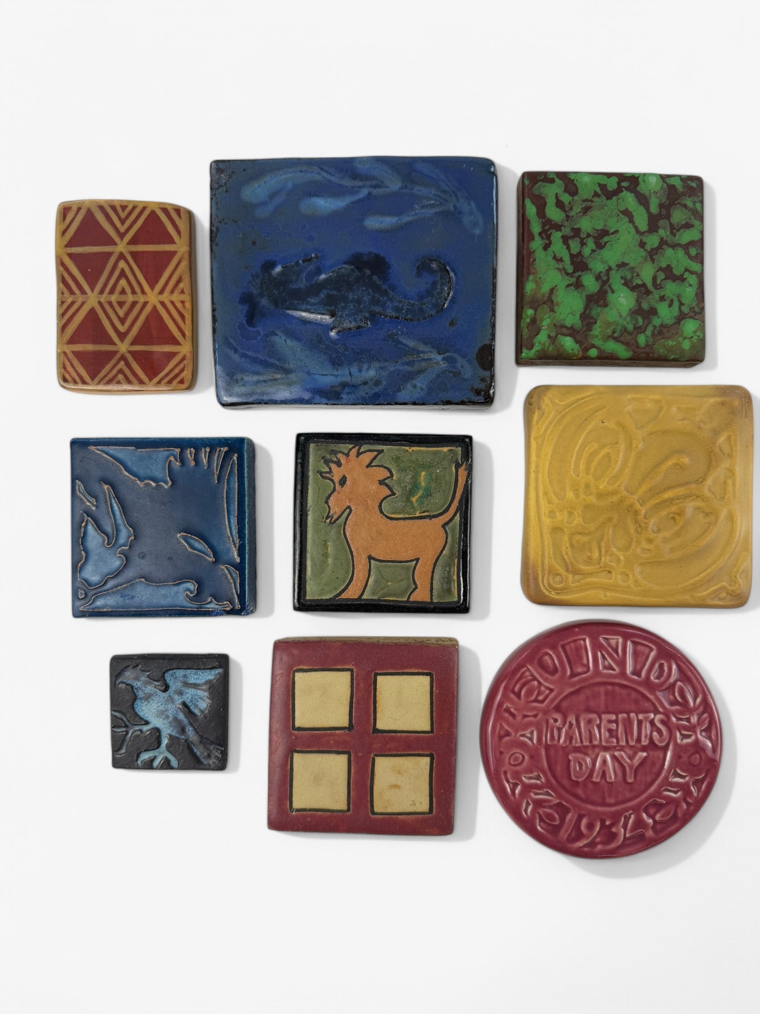 Nine Small Art Pottery Tiles, Various Makers (1 of 6)