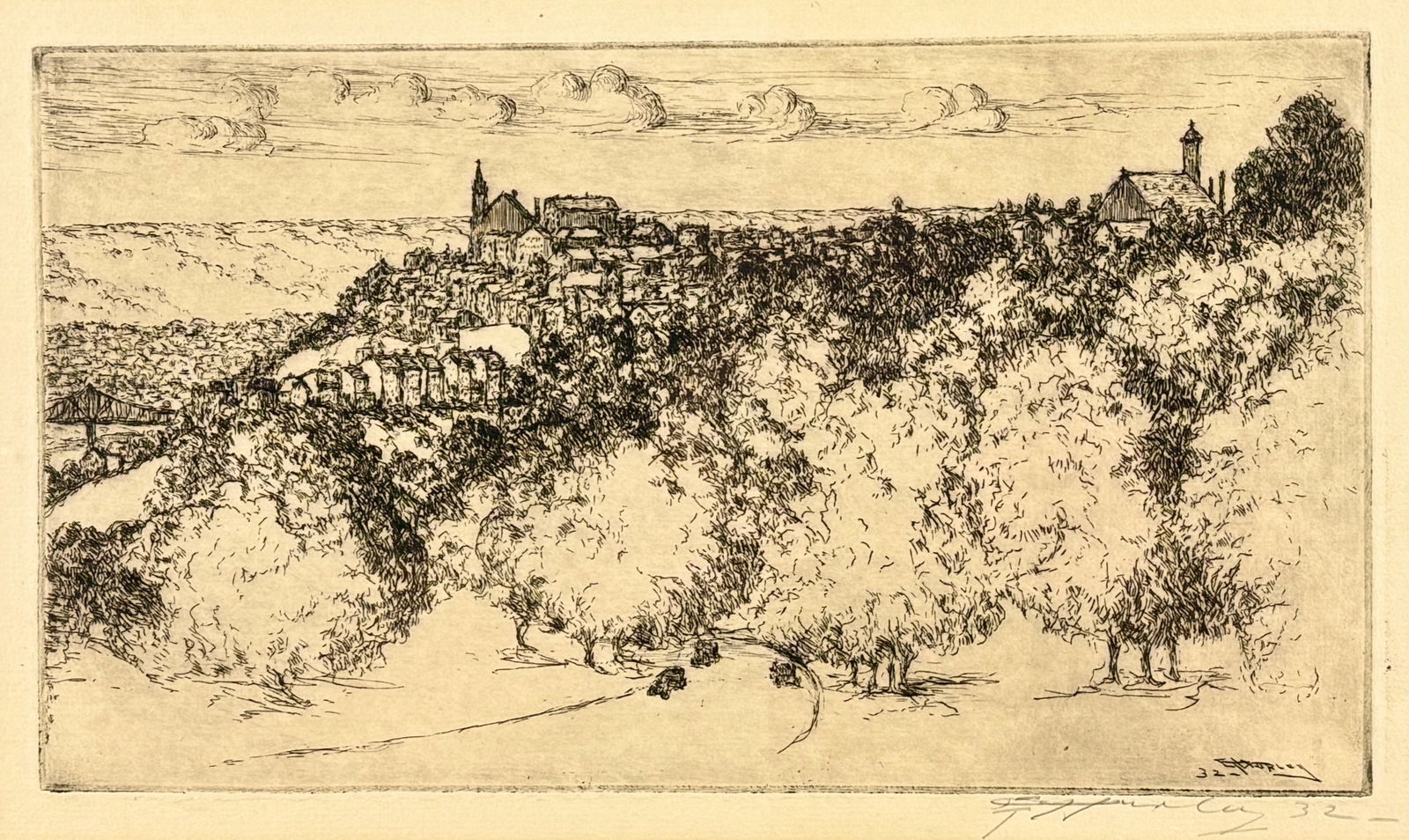 Etching of View of Mt. Adams, E.T. Hurley (1 of 4)