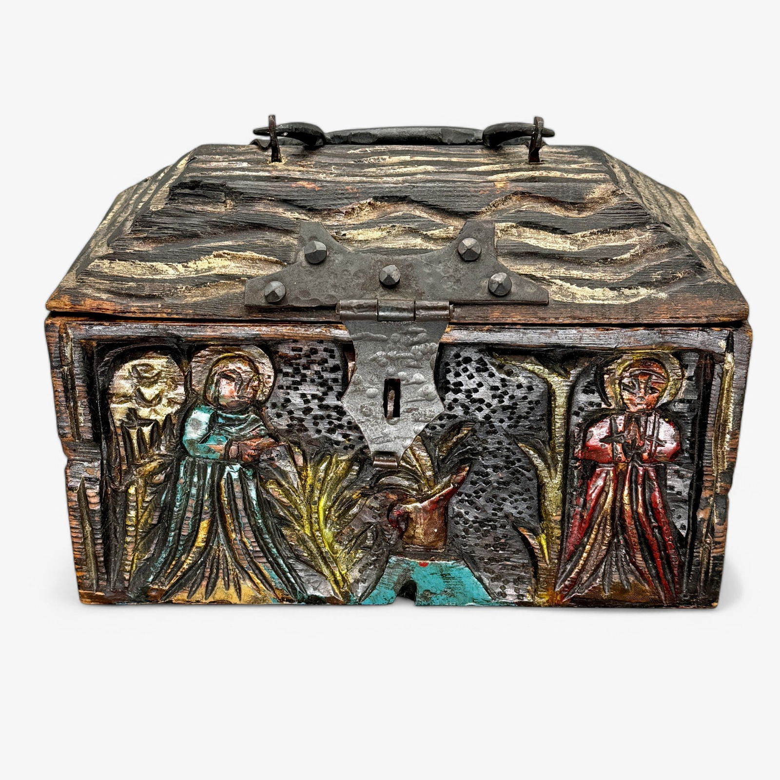 Medeival Style Carved and Painted Box (1 of 5)