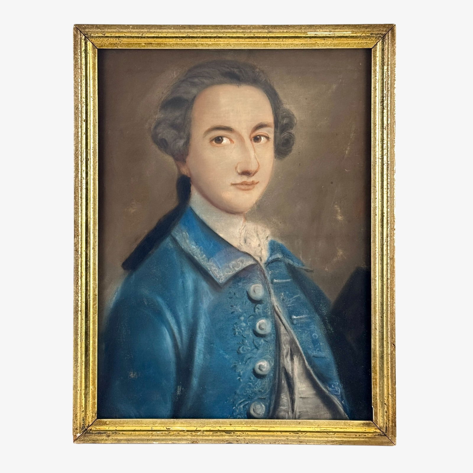 19th Century Pastel Portrait of a Gentleman: Early 19th century, a half-length portrait of a gentleman in later, lemon gilt frame. 21.5" x 16.5" (framed).