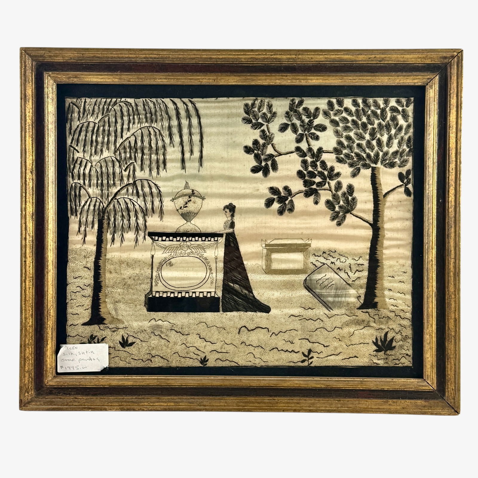 Exceptional Silk Embroidered Funeral Scene (1 of 4)