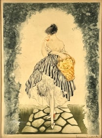 "Basket of Apples" Etching/Aquatint by Louis Icart