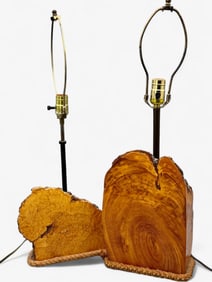 Pair of Burlwood Lamps