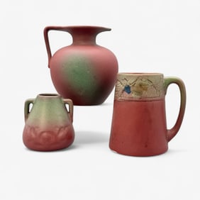 Rookwood Pottery: Green Over Red Group