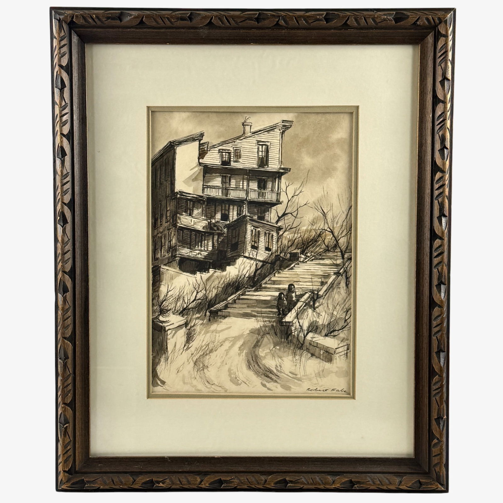 Robert Fabe Framed Watercolor on Paper (1 of 4)