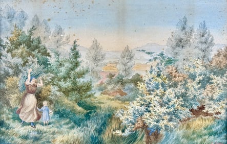 Francis Edward James Watercolor of Foragers