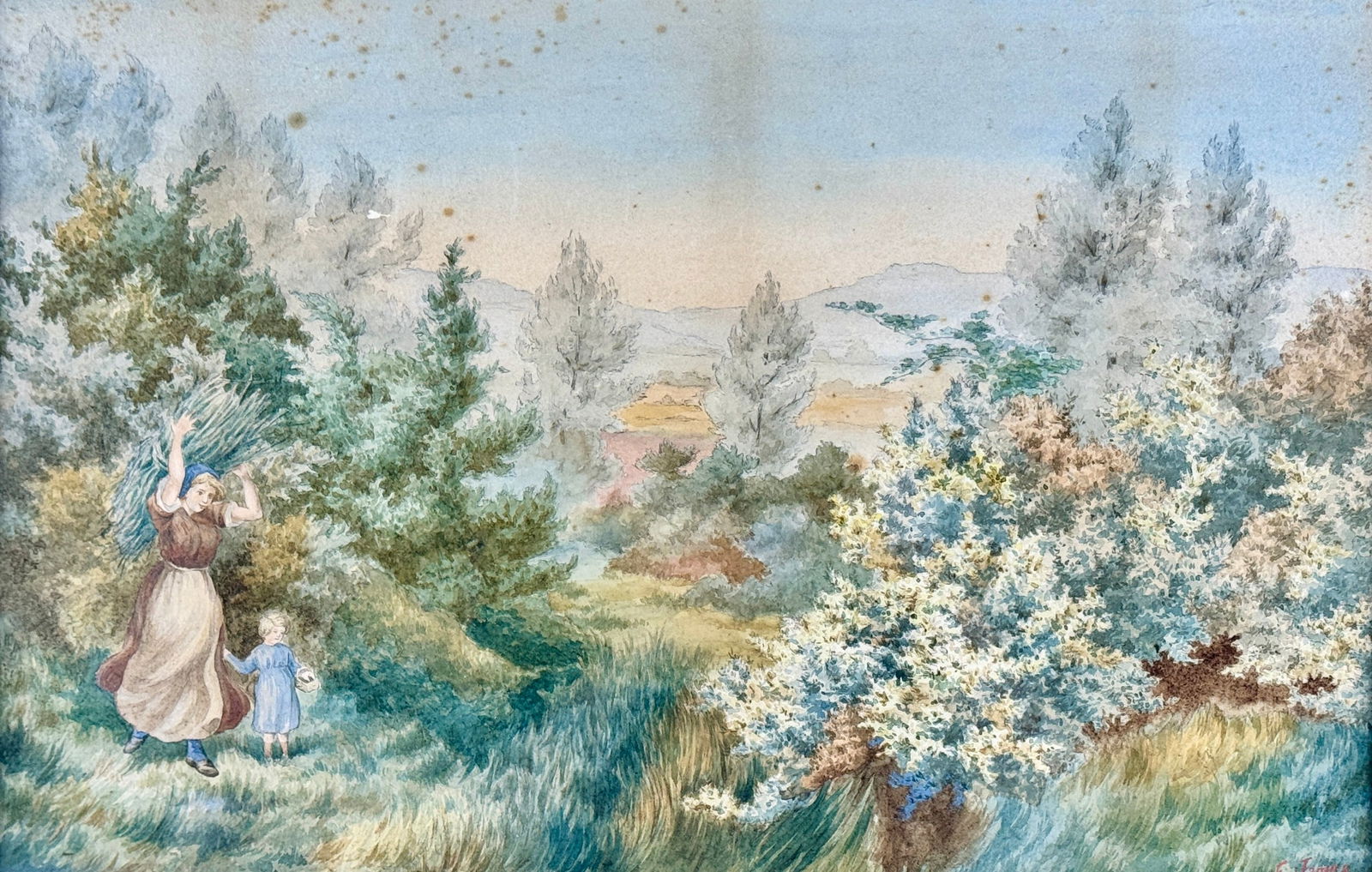 Francis Edward James Watercolor of Foragers (1 of 5)