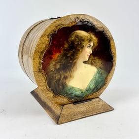 Antique Collar Box with Victorian Woman