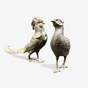 Pair of English Plated Table Pheasants