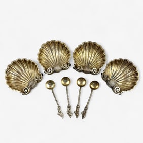 19th Century English Sterling Salts and Spoons