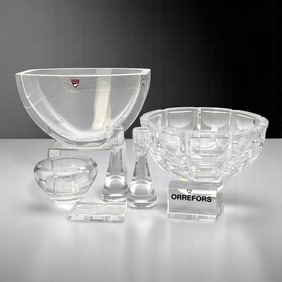 Orrefors Vessels, Sticks, Lalique Knive Rest