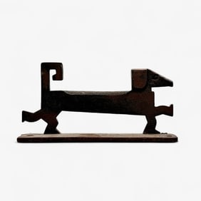 Folk Art Iron Dog Paperweight